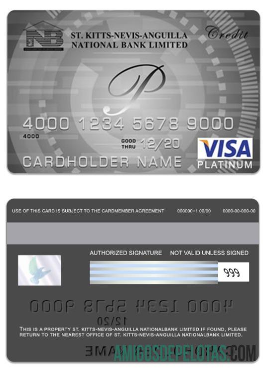 Cartão Visa Platinum de São Cristóvão e Nevis National Bank Limited exemplo real